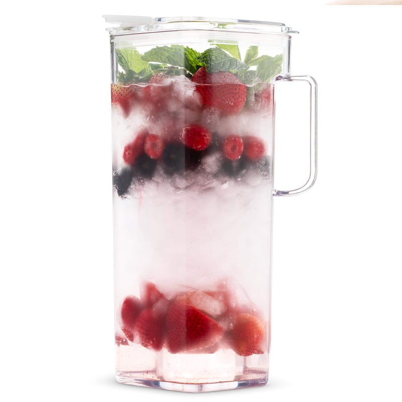 Komax Tritan Plastic Water Pitcher with Lid â€“ BPA-Free, Square Water & Iced Tea Pitcher - Dishwasher Safe â€“ Tea, Sangria, or Juice Containers with Lids for Fridge (2.4 Qt) - Image 3